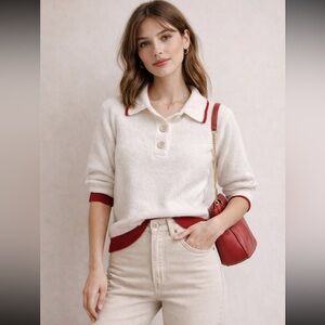 Zara polo White Knit Sweater